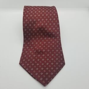Louis Feraud dark red silk tie with silver and gold pattern